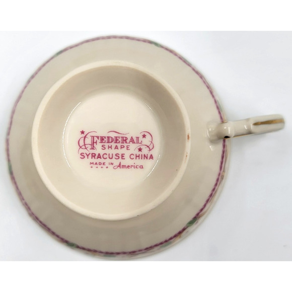 Syracuse Pendleton Federal Footed Cup And Saucer Gold Trim 1949 - 1966 Lot of 2 - Picture 12 of 13